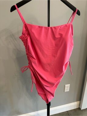Women’s Pink One-Piece Swimsuit with Side Ruching